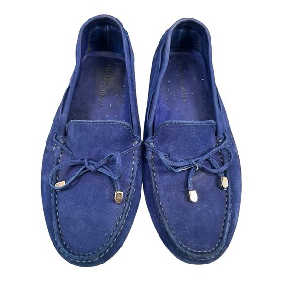 SAKS FIFTH AVENUE Loafers Suede Leather Driving Loafers Purple Blue size 8.5 - Picture 2 of 8